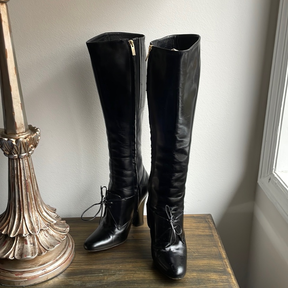 Yves Saint Laurent Black Leather Boots 36.5 approx. 6